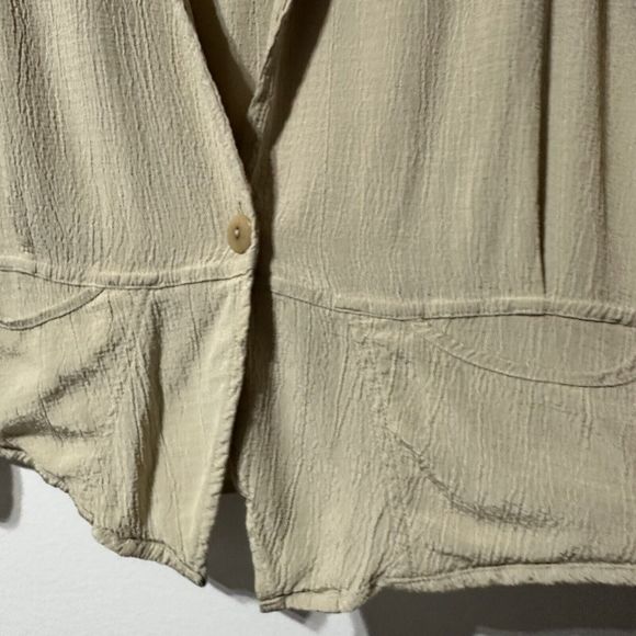 Flax By Jeanne Engelhart Beige Topper Jacket Lagenlook Size S Notch Collar - Picture 7 of 8